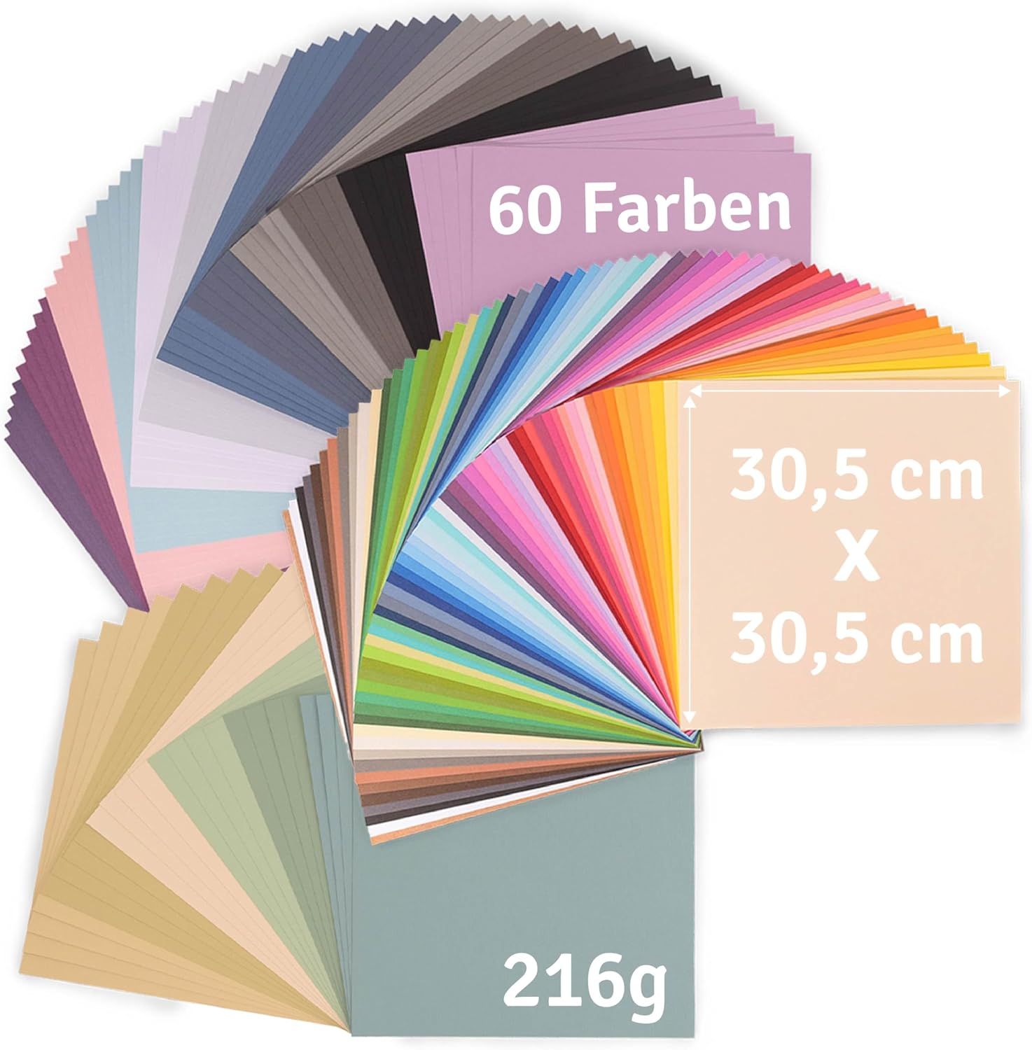 Detalle de Florence Papier Cartonné 144 Feuilles 30,5 x 30,5 cm – Lot de 3 multipacks (Sable, Hiver, Arc-en-Ciel) – Lisse et Texturé