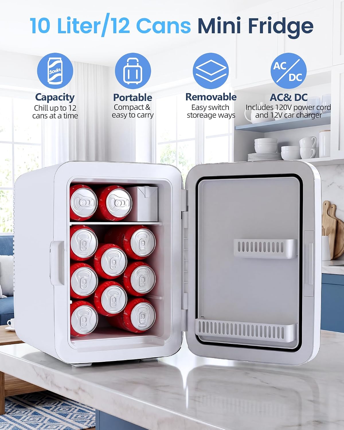 Thumbnail 2 de Electactic LY2010 10L Compact Mini Fridge, AC/DC, Removable Shelf
