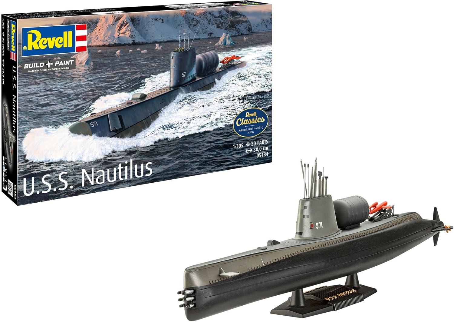 Detalle de Revell 05184 U.S.S. Nautilus 1:305 Scale - Unbuilt/Unpainted Plastic Model Kit