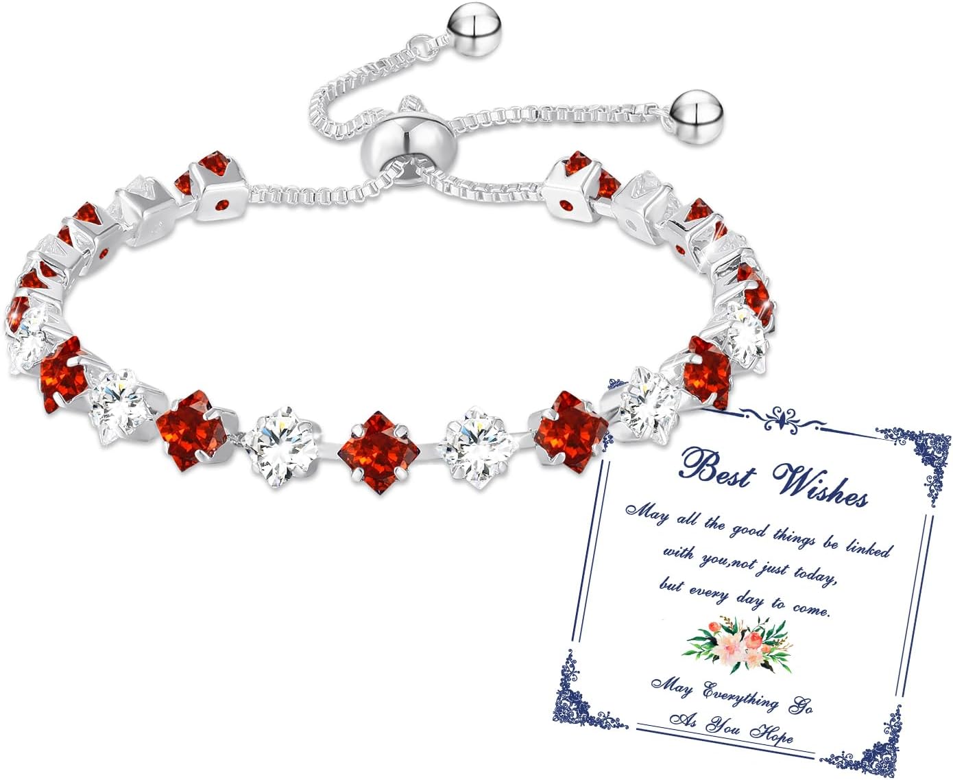 Detalle de Esmoly Bracciale Donna Argento Tennis con 12 Pietre Natali e Zirconi 5A, Regolabile