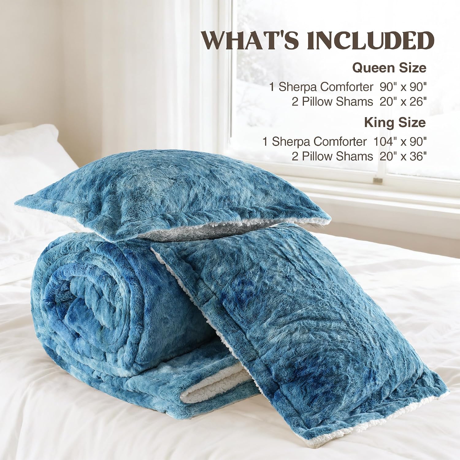 Thumbnail 5 de UNIKOME Sherpa Comforter Set Queen 90x90