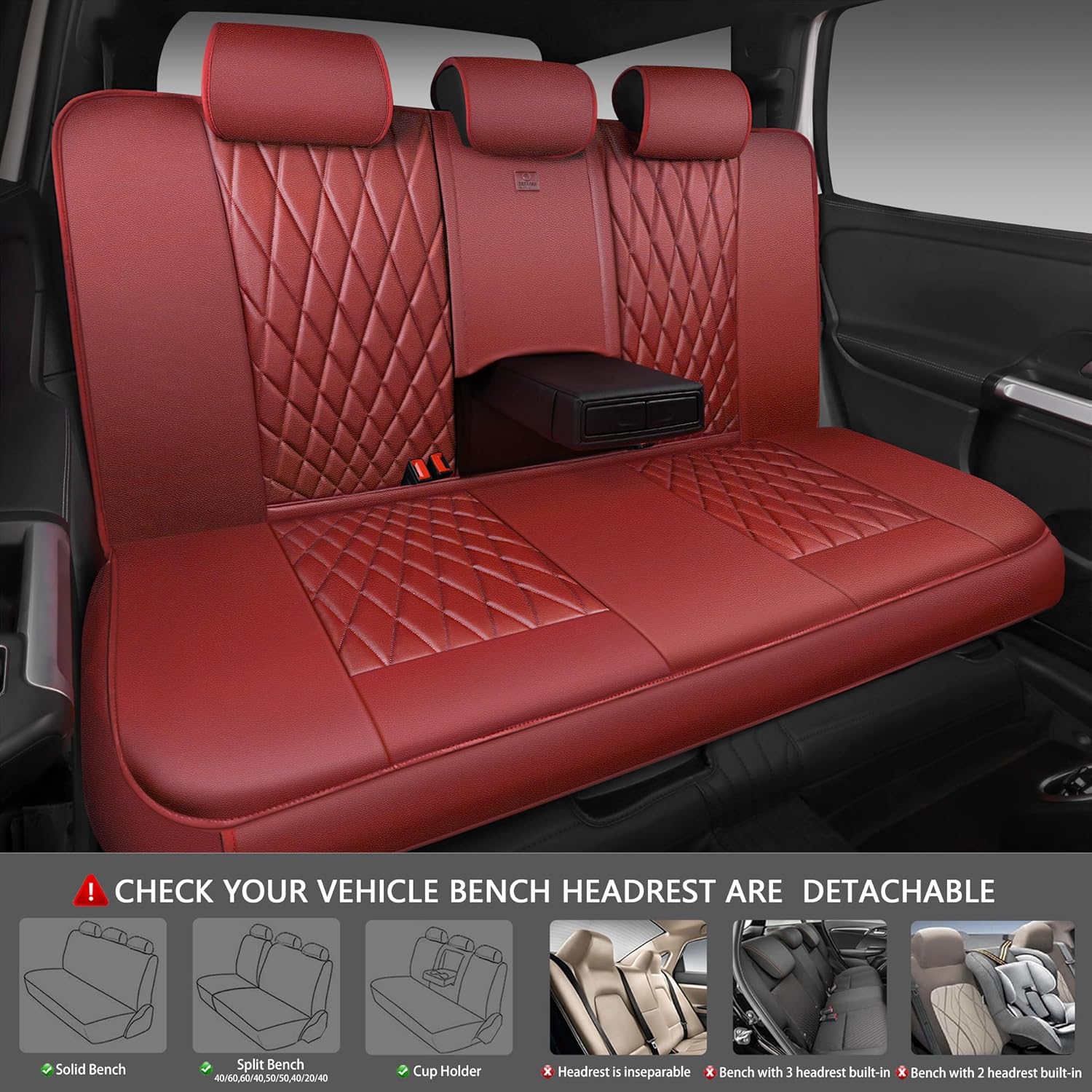 Thumbnail 2 de CAR PASS Piping Full Seat Covers 5-piece Set