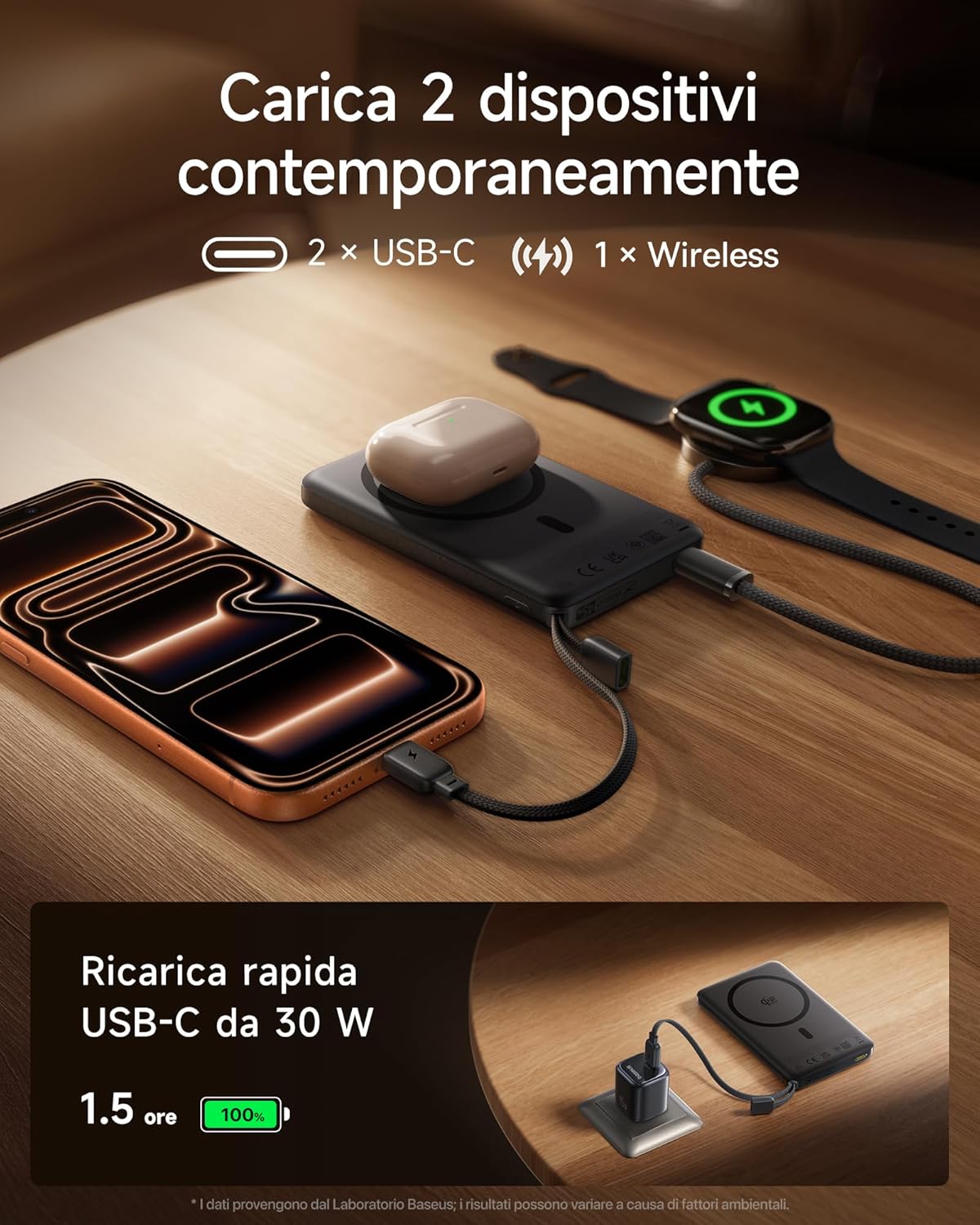 Thumbnail 6 de Baseus PicoGo AM52 Power Bank: Power Bank magnetico Qi2.2 da 10000 mAh con ricarica wireless 25 W e USB-C integrato