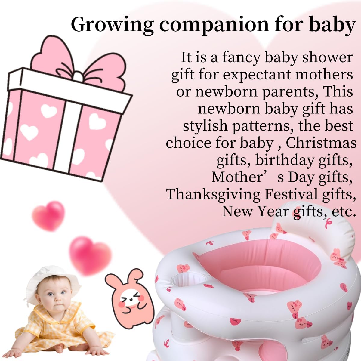 Thumbnail 5 de Seggiolino gonfiabile per bambini 4-24 mesi con pompa integrata e schienale di supporto (Rosso)