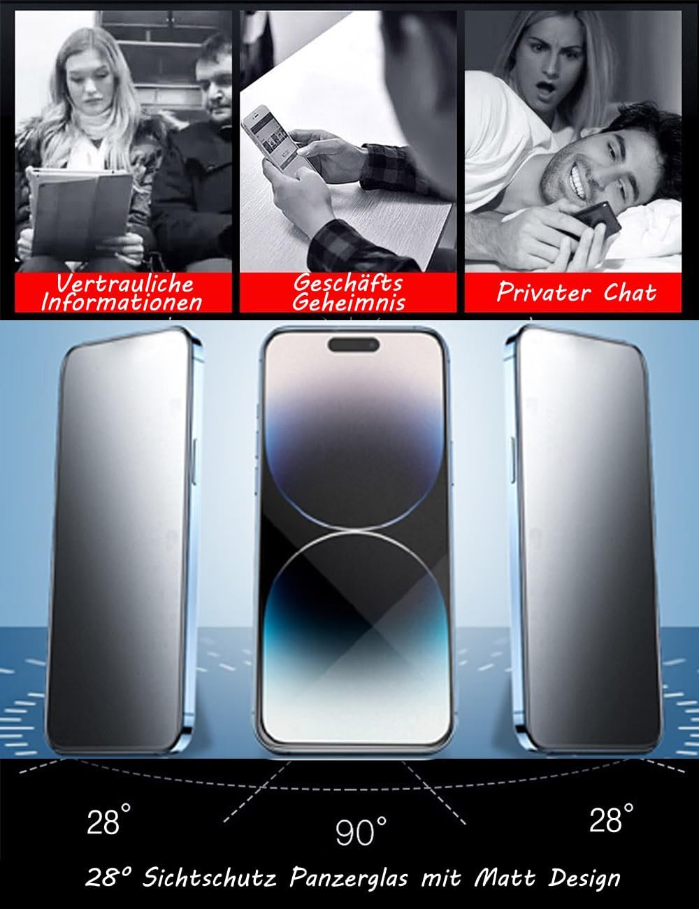 Detalle 2 de HAIWILL Matt Schutzfolie iPhone 11 XR Sichtschutz 3er