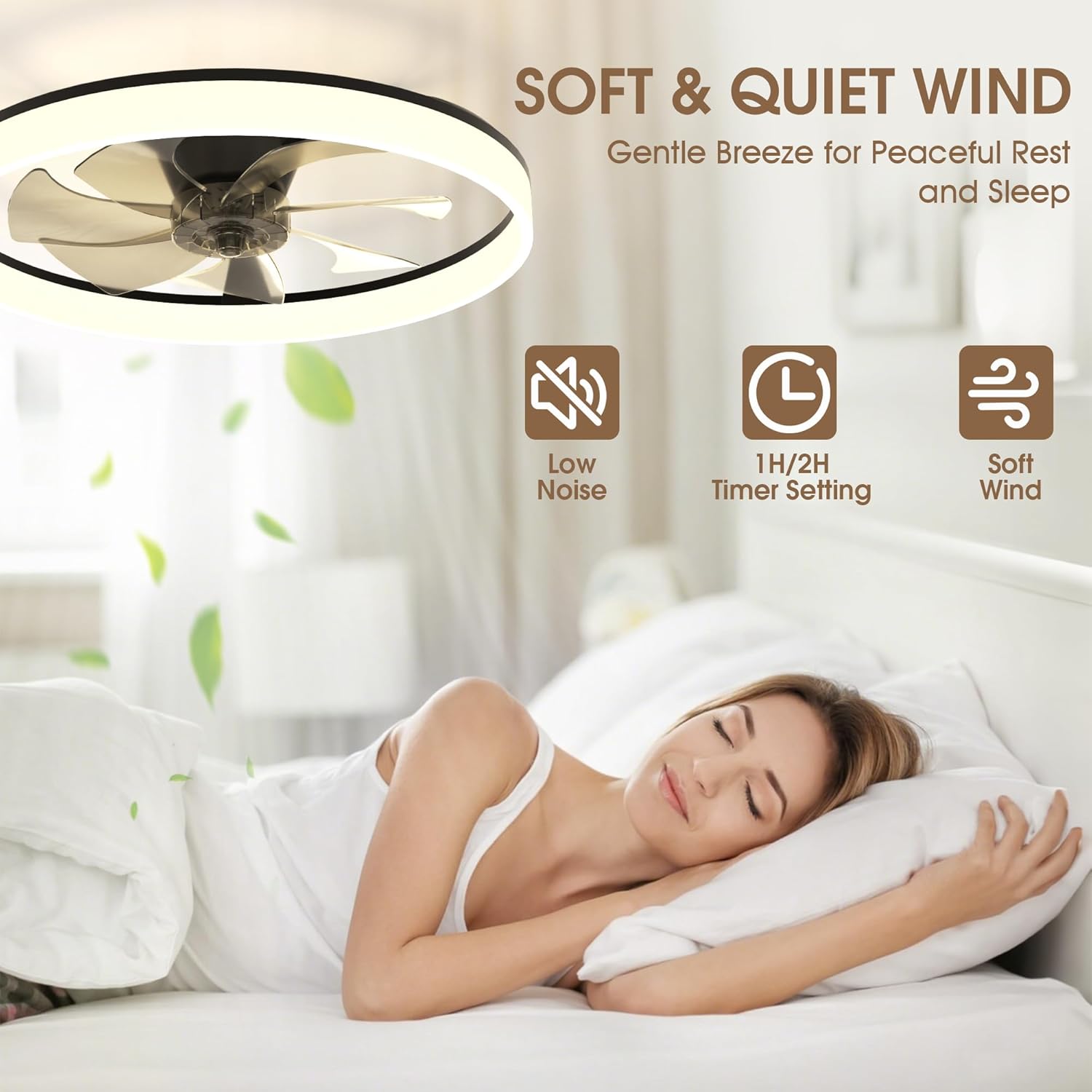 Thumbnail 3 de NIORSUN 60cm smart LED ceiling fan with lights and remote (6 speeds, 3 colour temperatures)