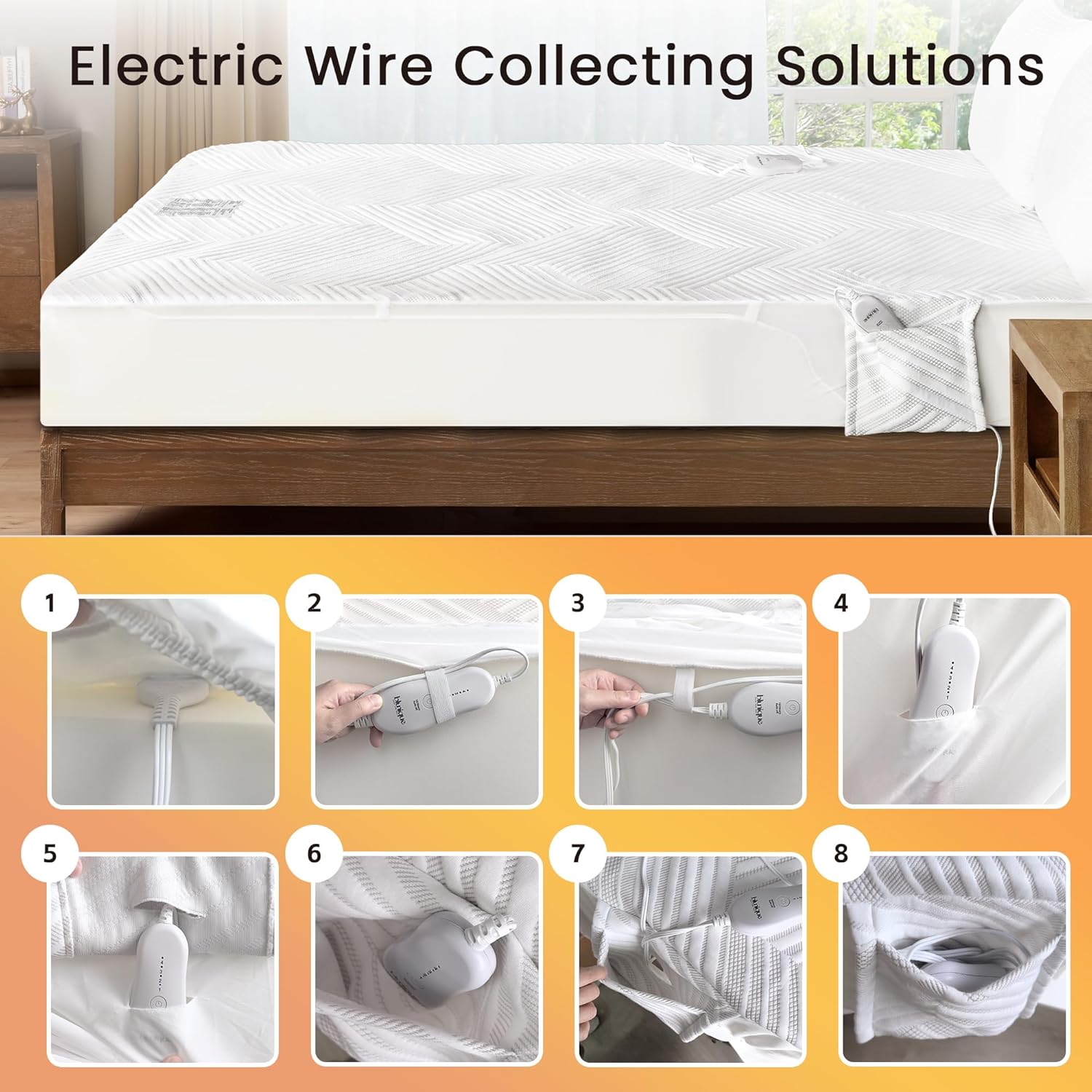 Detalle de blunique Electric Heated Mattress Pad Queen Size with Dual Control