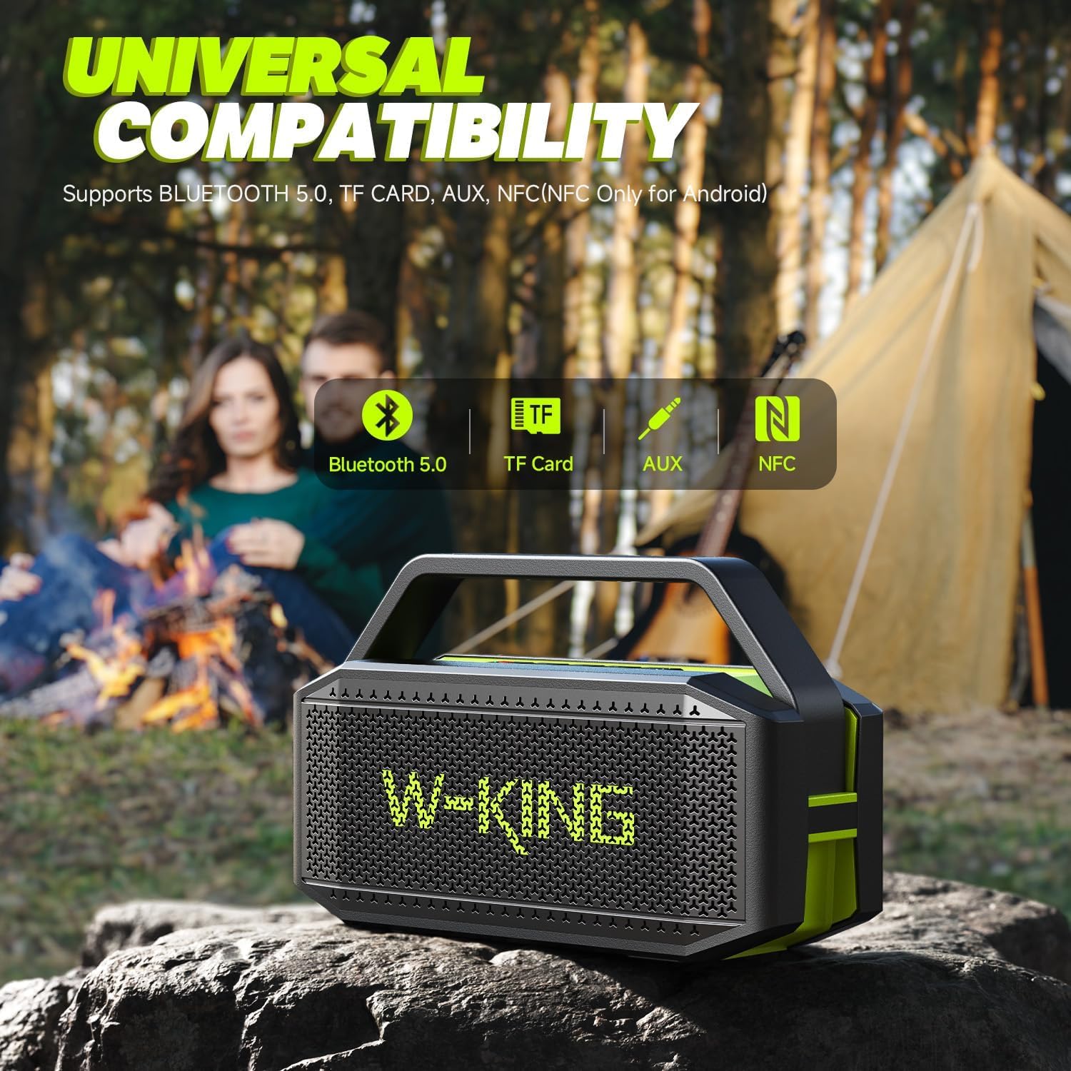 Detalle de W-KING D9-1 Musikbox Bluetooth Groß – 60W, IPX6, Outdoor-Partybox mit 120W Stereo-Paarung