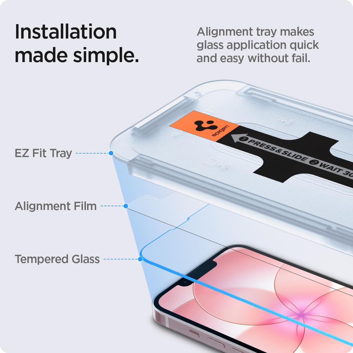 Detalle de Spigen Glas.tR EZ Fit - Protector Pantalla 9H para iPhone