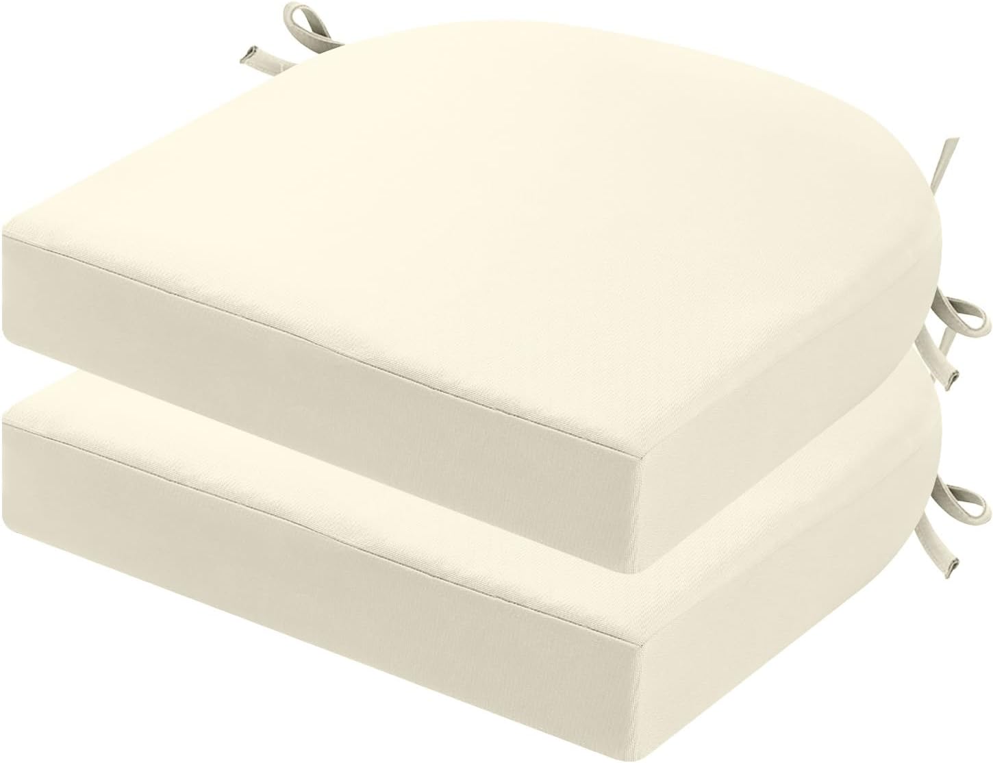 PRIMEPATIO Stuhlkissen für draußen 2er-Set, 45x45 cm, Beige – wasserdicht, UV-beständig, mit Befestigungsgurten