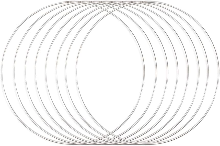 Detalle de Vaessen Creative Cercle en Métal Ø 15 cm – Lot de 8 cerceaux argentés pour décorations et DIY