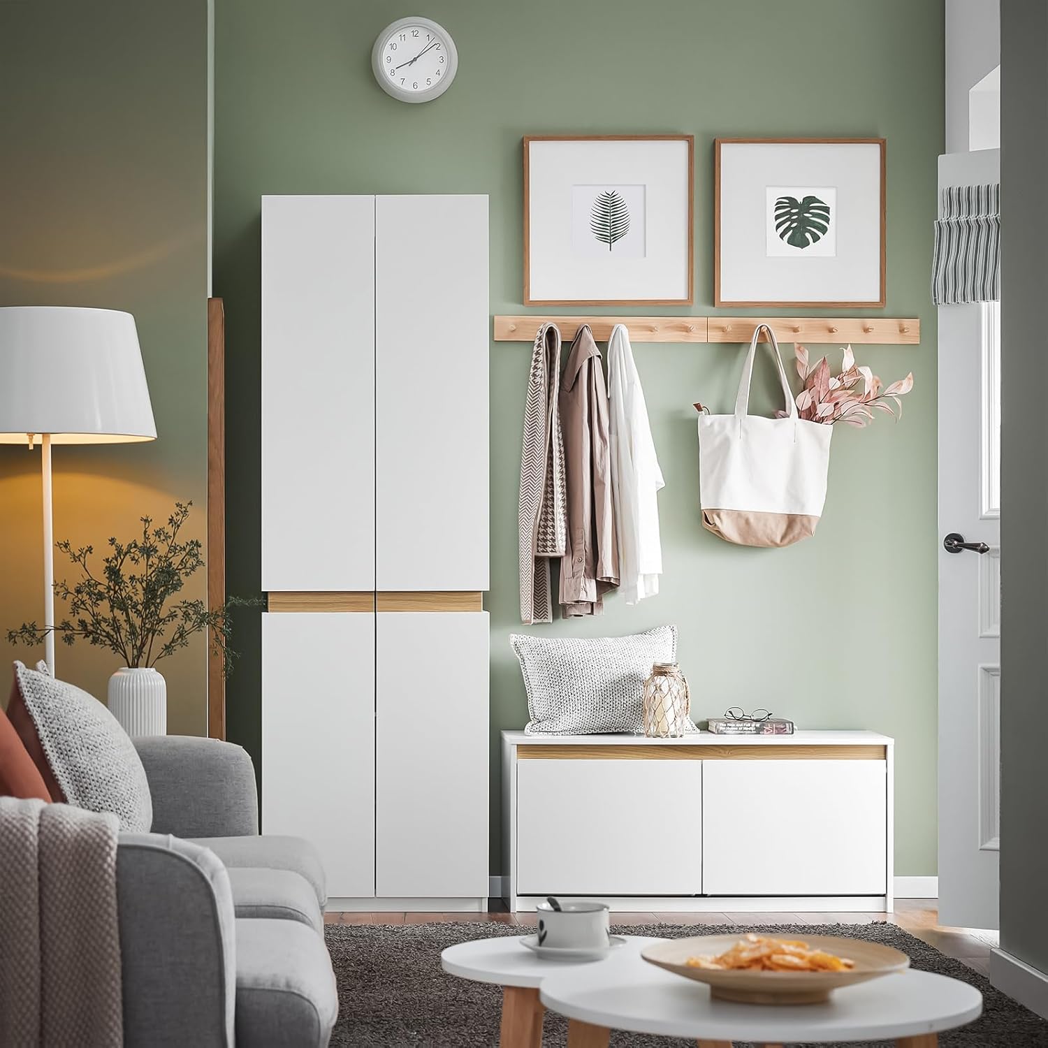 Thumbnail 1 de SoBuy Armoire Chambre Dressing Penderie KSB01-W – rangement haute 2 portes, 5 compartiments, blanc