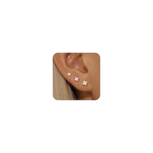 Detalle de FUNEIA – Lot de 3 Paires de Boucles d’oreilles Or 14K Plaqué Or 20G, hypoallergéniques