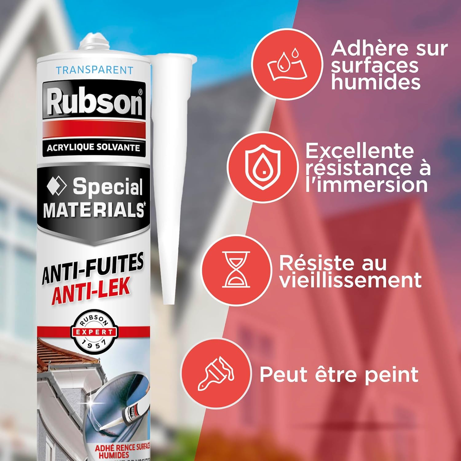 Thumbnail 3 de RUBSON Mastic Special Materials Anti-Fuites – Colmatage et réparation des fuites sur toitures et gouttières, cartouche 280 ml