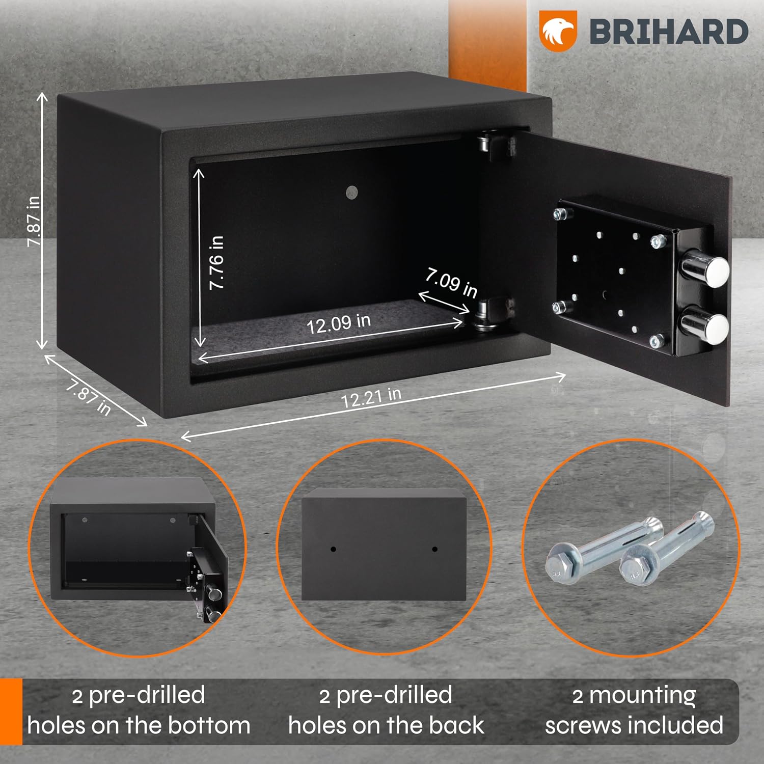 Detalle 2 de Brihard Home Key Lock Safe 20x31x20 cm – 11 L Small Jewellery & Money Safe