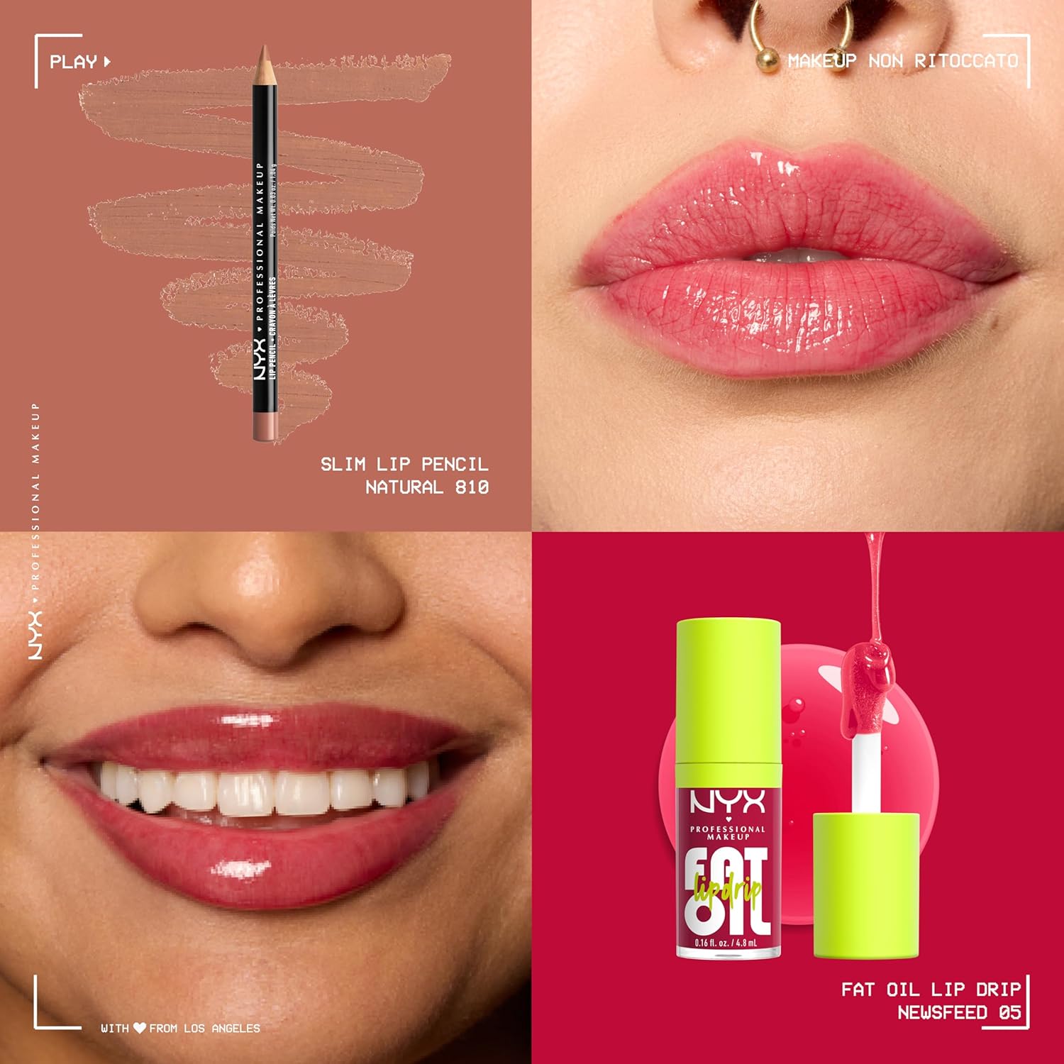 Detalle 2 de NYX Professional Makeup Kit Labbra Slim Lip + Fat Oil Lip Drip Natural