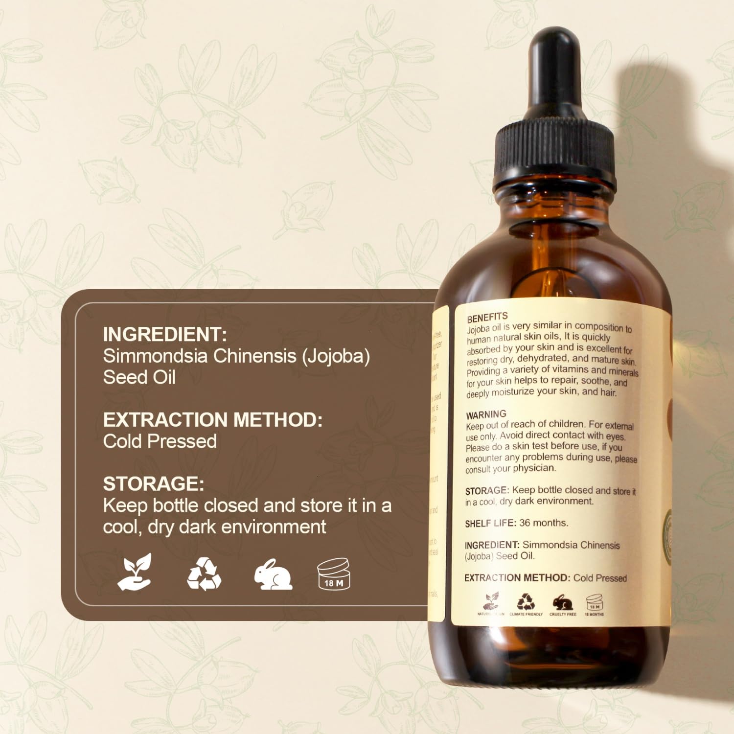 Thumbnail 6 de Yoken 4oz Jojoba Oil (EWG Verified) — 100% Pure Cold-Pressed Jojoba Oil for Face, Hair, Nails & Skin