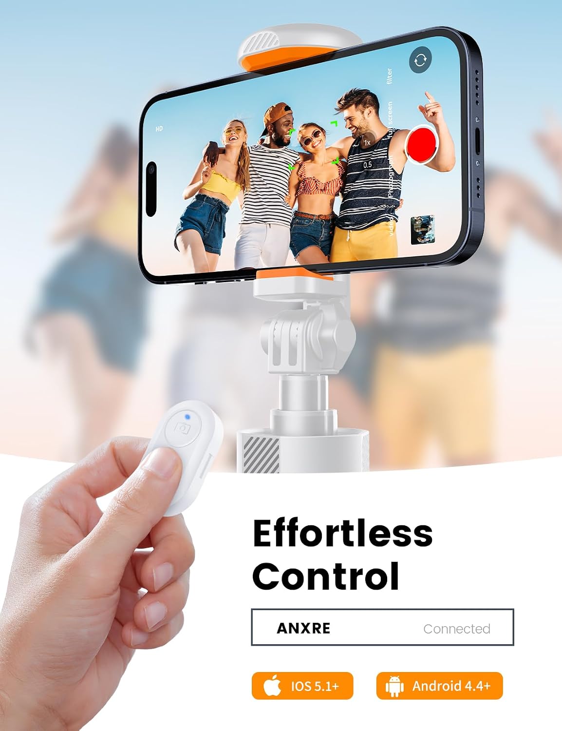 Detalle 2 de ANXRE 71"/180cm Phone Tripod Monopod (NT79) with Bluetooth Remote – White
