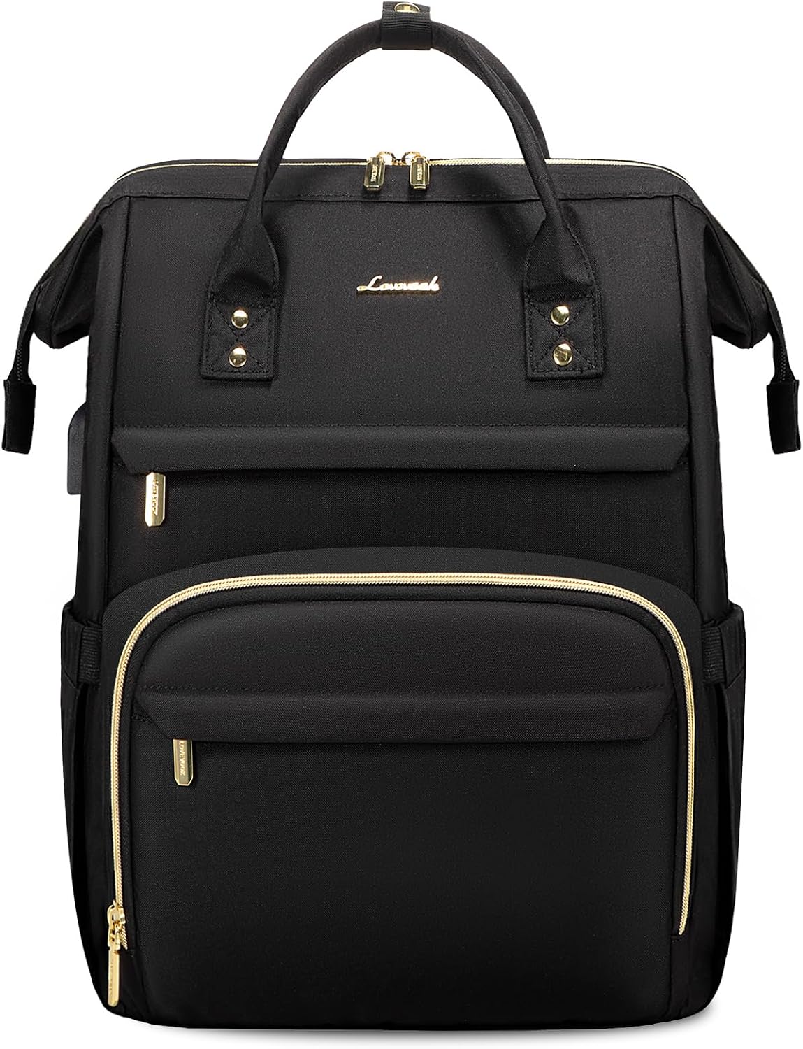 Detalle de LOVEVOOK Women’s Laptop Backpack (Small) with USB Charging Port, water-resistant daypack for 14-inch laptops in Black