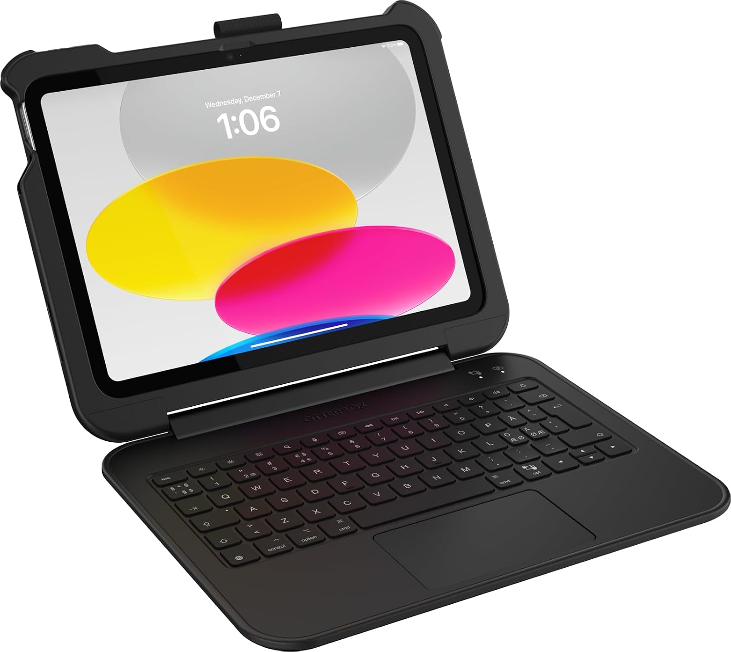 Detalle de OtterBox Achiever Series Keyboard 360 per iPad 10.ª gen / 11.ª gen (A16) — custodia protettiva con tastiera nordici e supporto duale