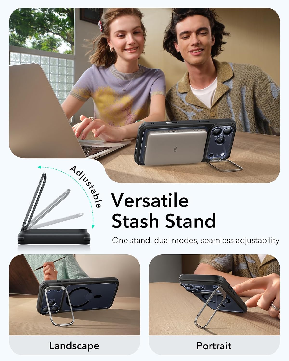 Detalle 2 de ESR Hülle für iPhone 17 Pro Max mit Kamerasteuerung, MagSafe & verstecktem Ständer – Classic Serie, klares Schwarz