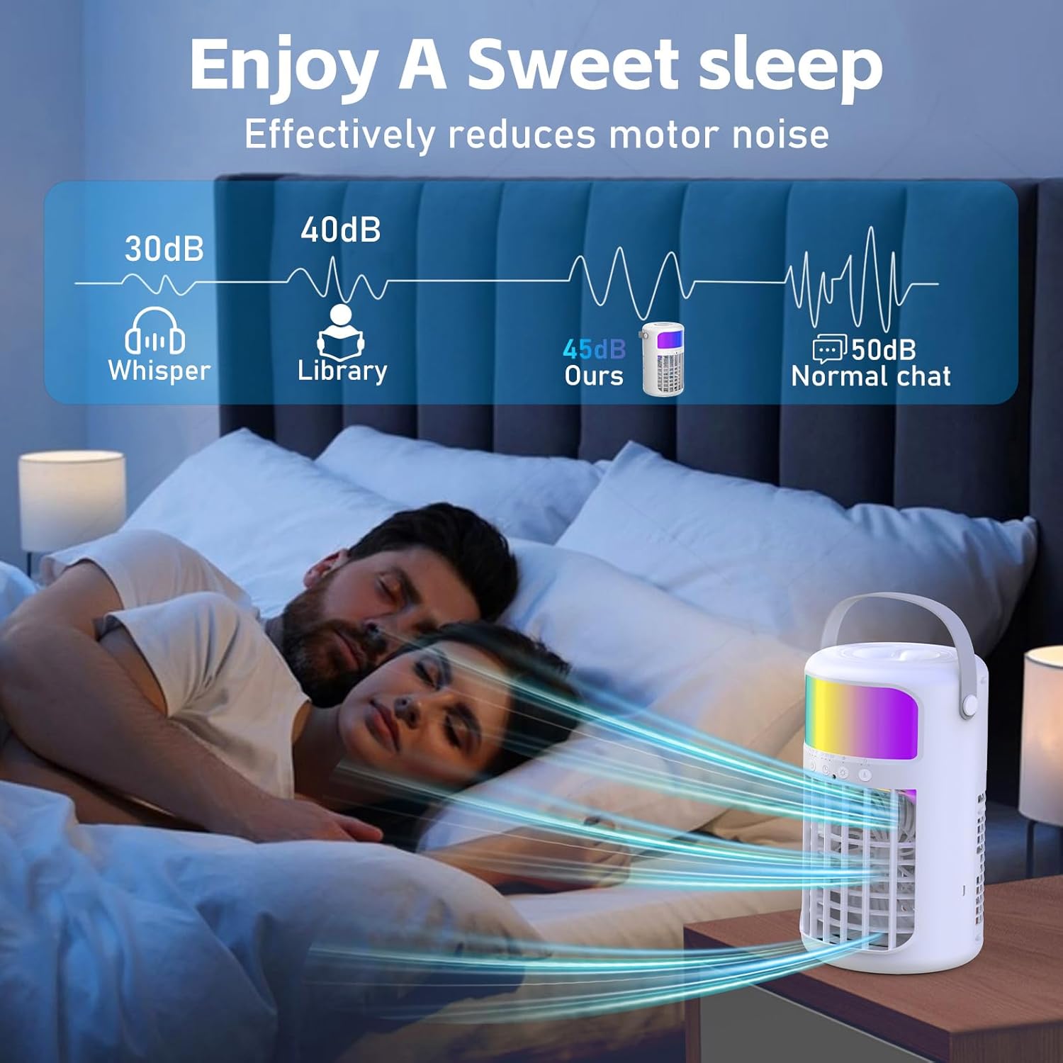 Detalle de Portable Air Conditioner 2026 Upgraded 4-IN-1: Ice Fan, Humidifier, Night Light, and More