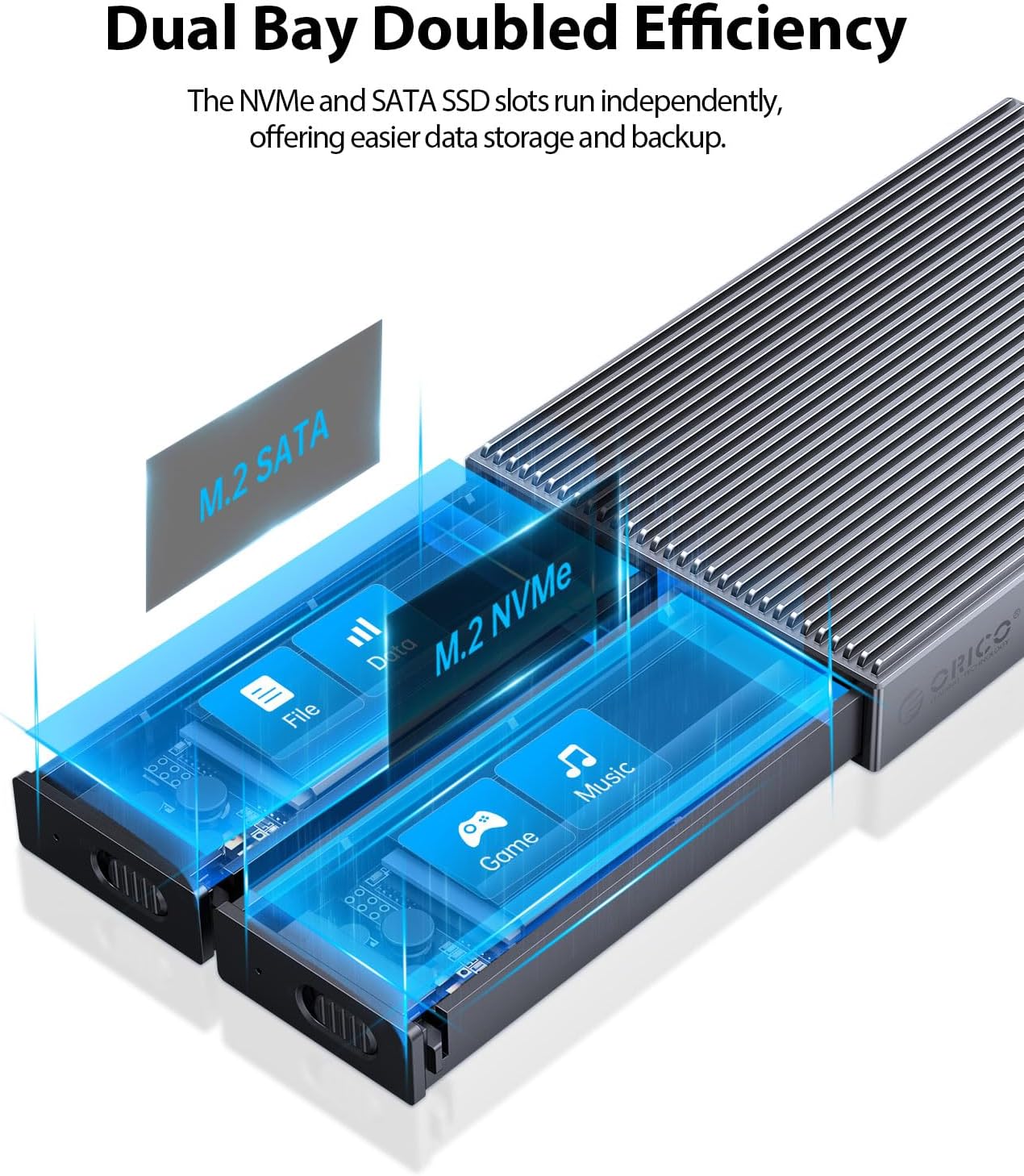 Thumbnail 1 de ORICO AM2-2S Carcasa Dual M.2 SSD USB-C