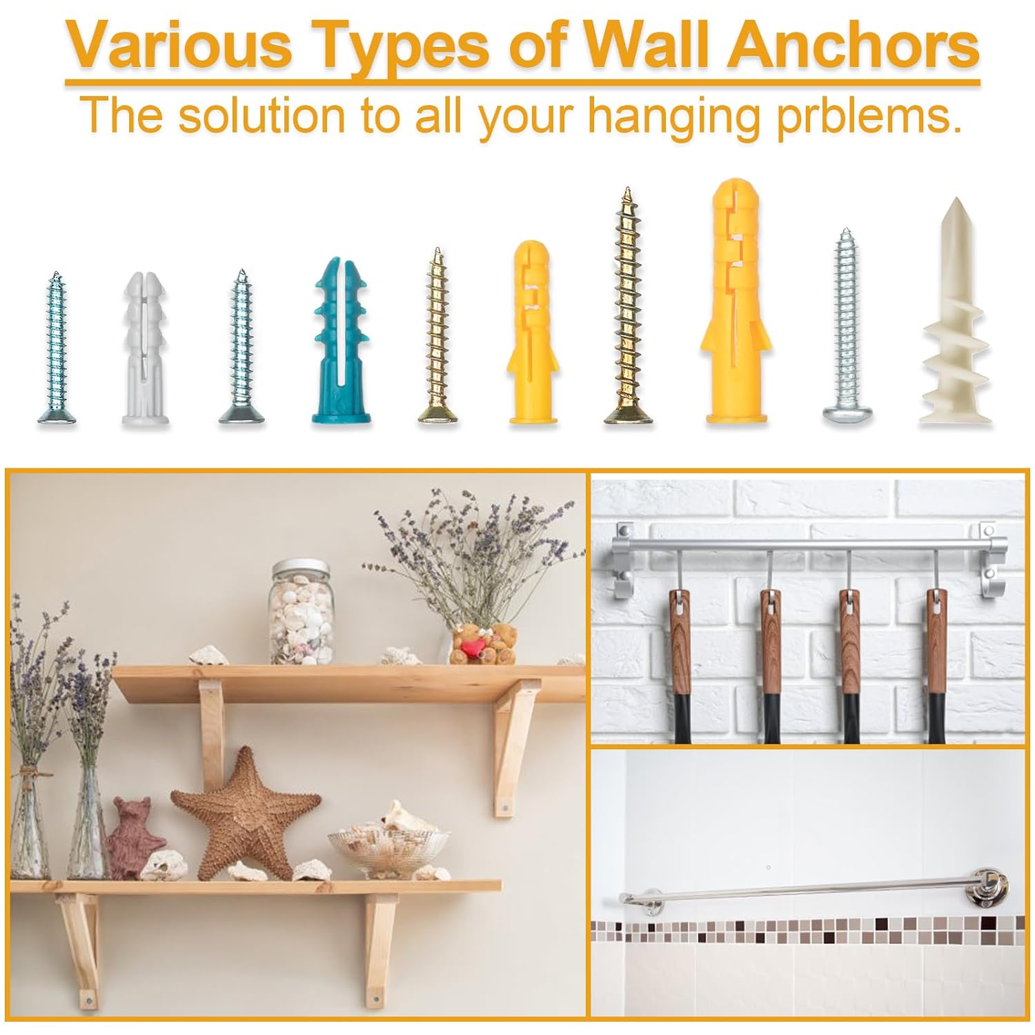 Detalle 2 de KURUI 350-Piece Drywall Anchor Kit, 5 Sizes with Galvanized Screws