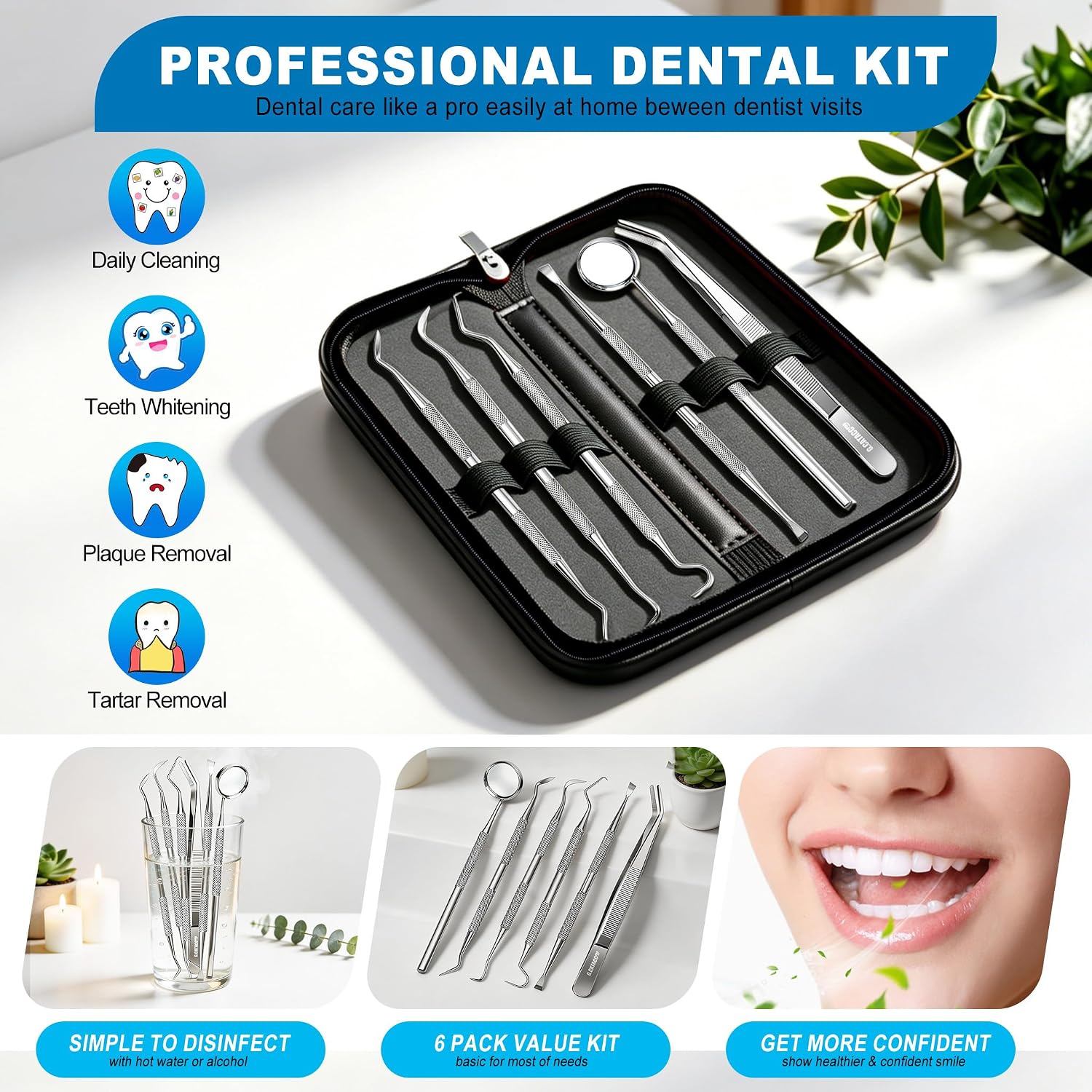 Thumbnail 6 de G.CATACC Dental Tools 6-Piece Stainless Steel Dental Cleaning Kit