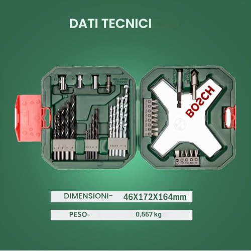 Detalle 2 de Bosch Set da 34 Pezzi X-Line Classic: punte e bit in titanio per legno, pietra e metallo