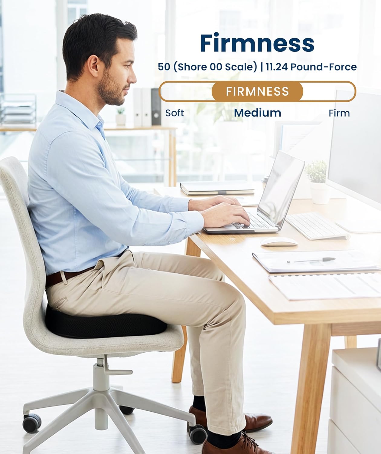 Thumbnail 5 de Everlasting Comfort Doctor Recommended Memory Foam Seat Cushion (Black, Large) for Office Chairs & Car