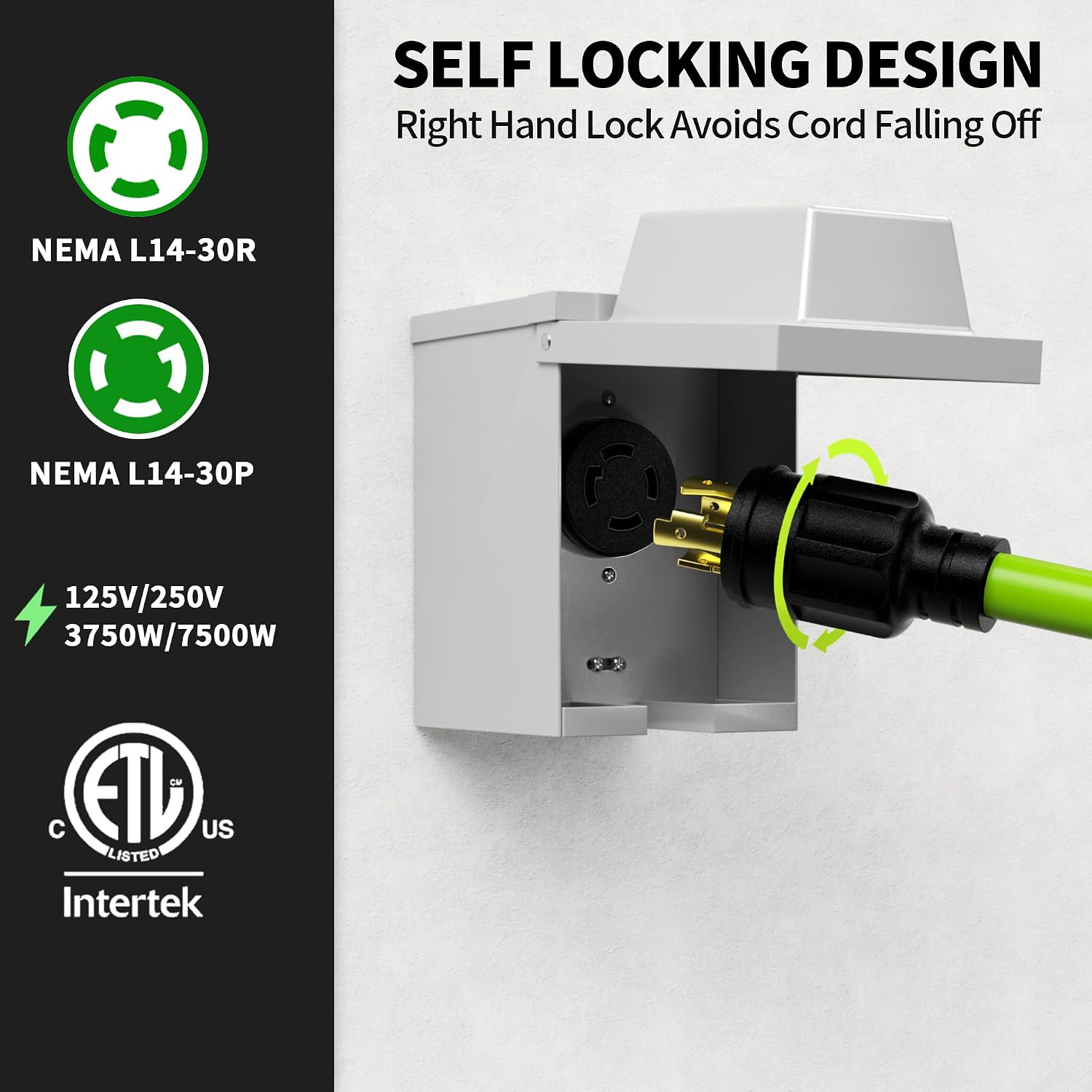 Detalle 2 de POWGRN 10-Foot 30-Amp Generator Cord ⚡