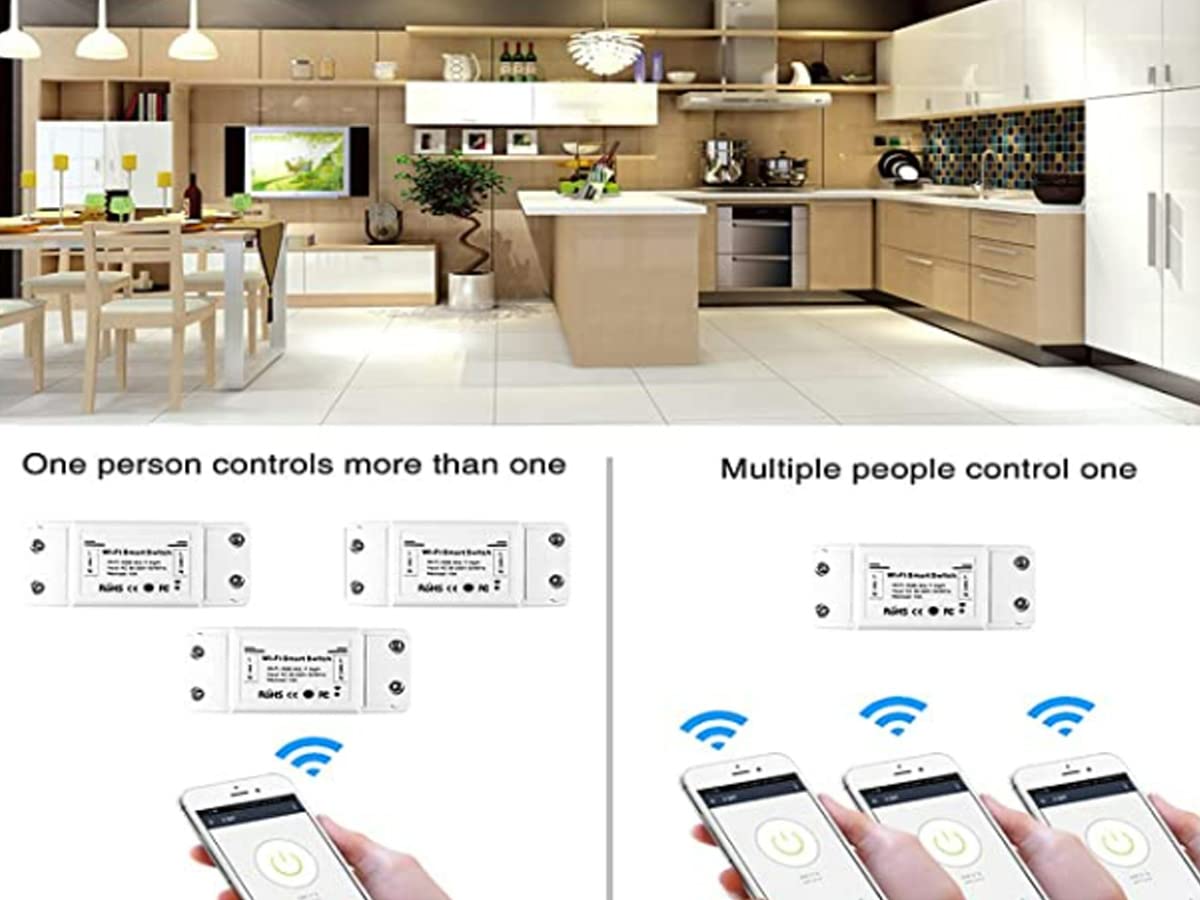 Detalle de LEDLUX SH101: 2 Pezzi Interruttore Intelligente WiFi 220V 16A 3500W – compatibile con Alexa e Google Home