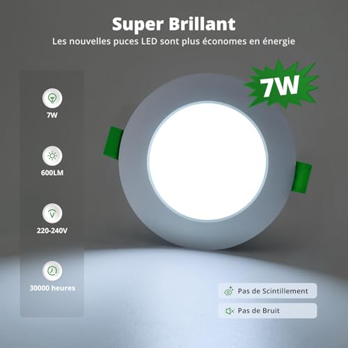 Detalle 2 de HOMEOW spots LED encastrables, lot de 20