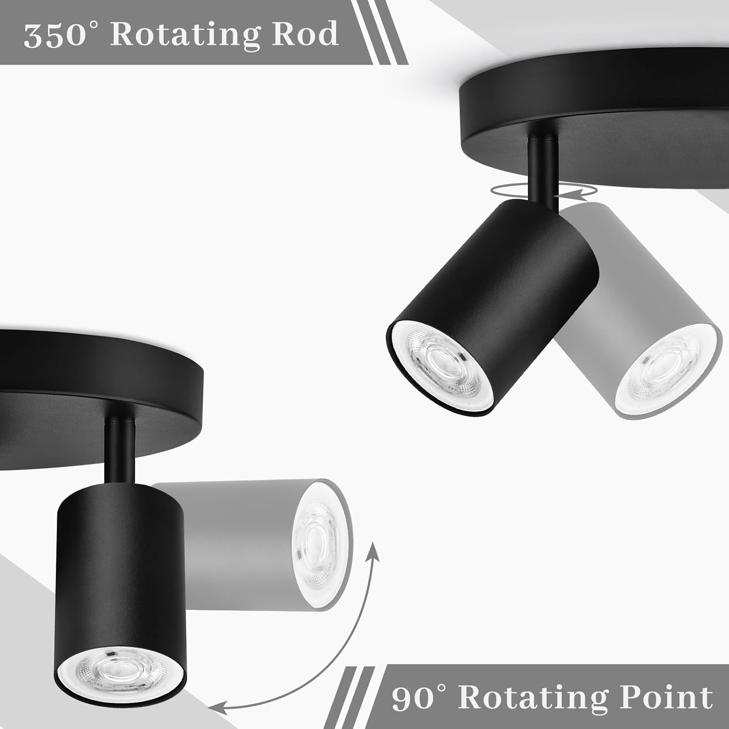 Thumbnail 1 de GeyouLux Deckenstrahler 4‑flammig Rund – LED Deckenleuchte mit Schwenkbar, GU10, Schwarz