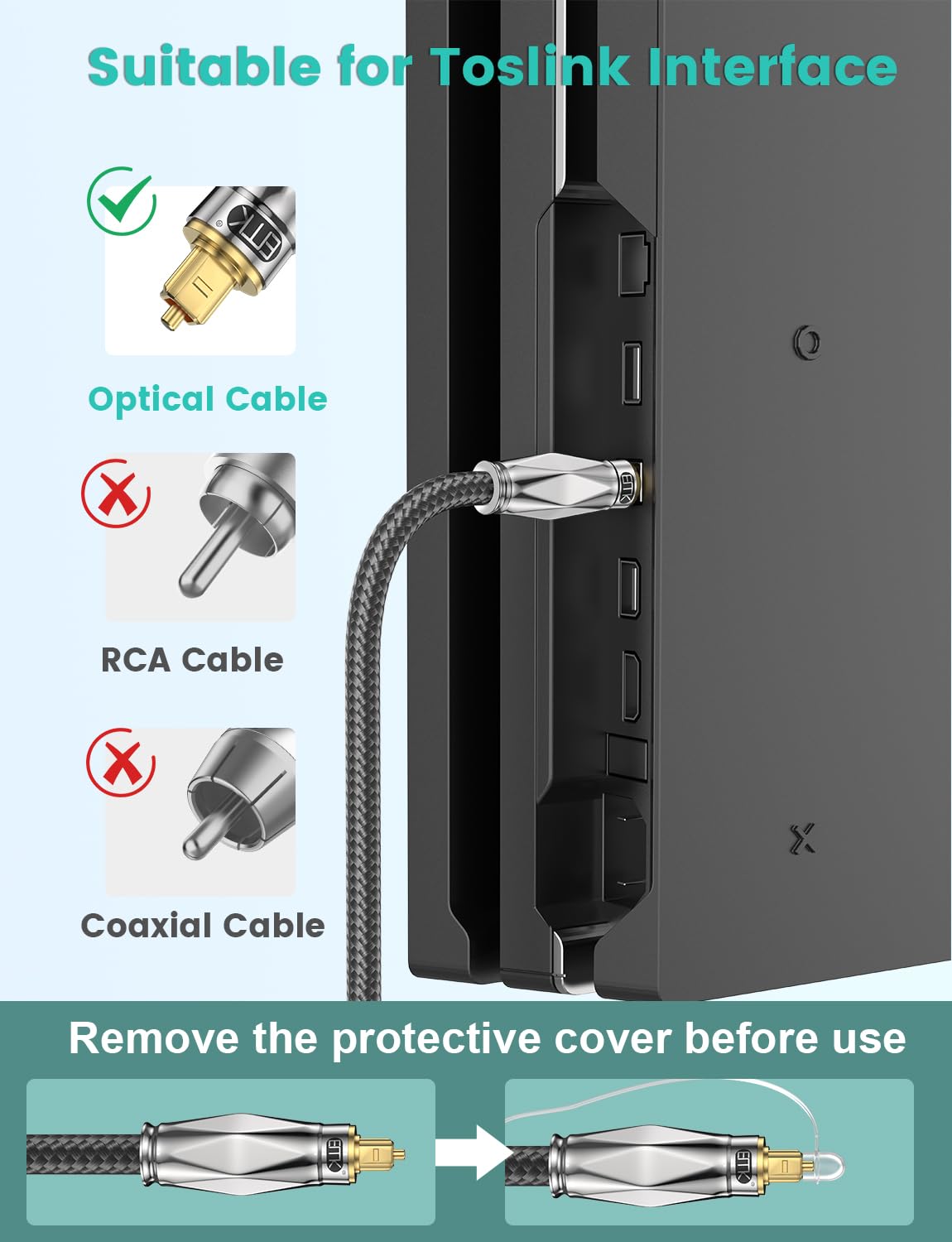 Thumbnail 2 de EMK Digital Optical Audio Cable (3 Metres) with 24K Gold Plated Connectors