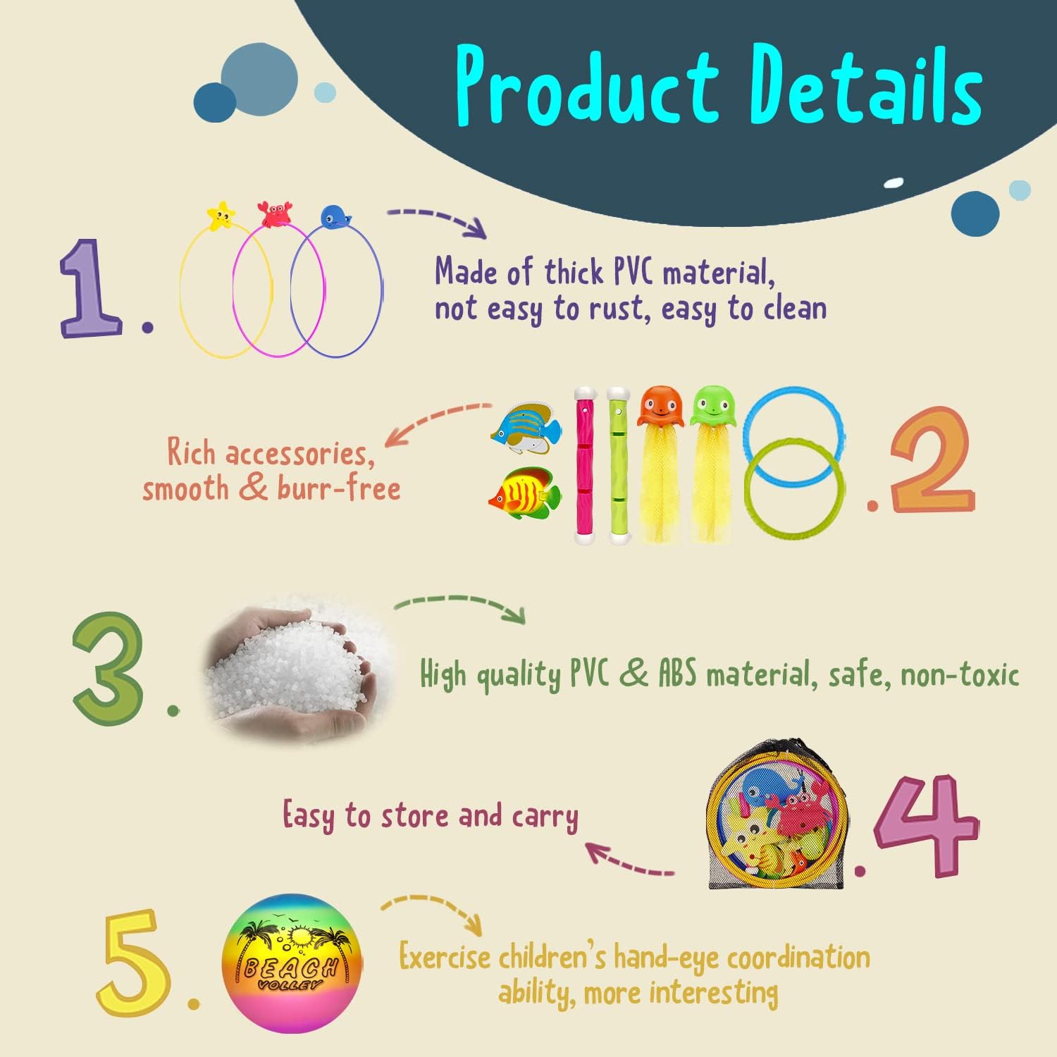 Thumbnail 1 de DAUXONE Diving Toys Set (27 Pieces) for Kids 3–12 with Swim-Thru Rings, Dive Sticks & Dive Characters