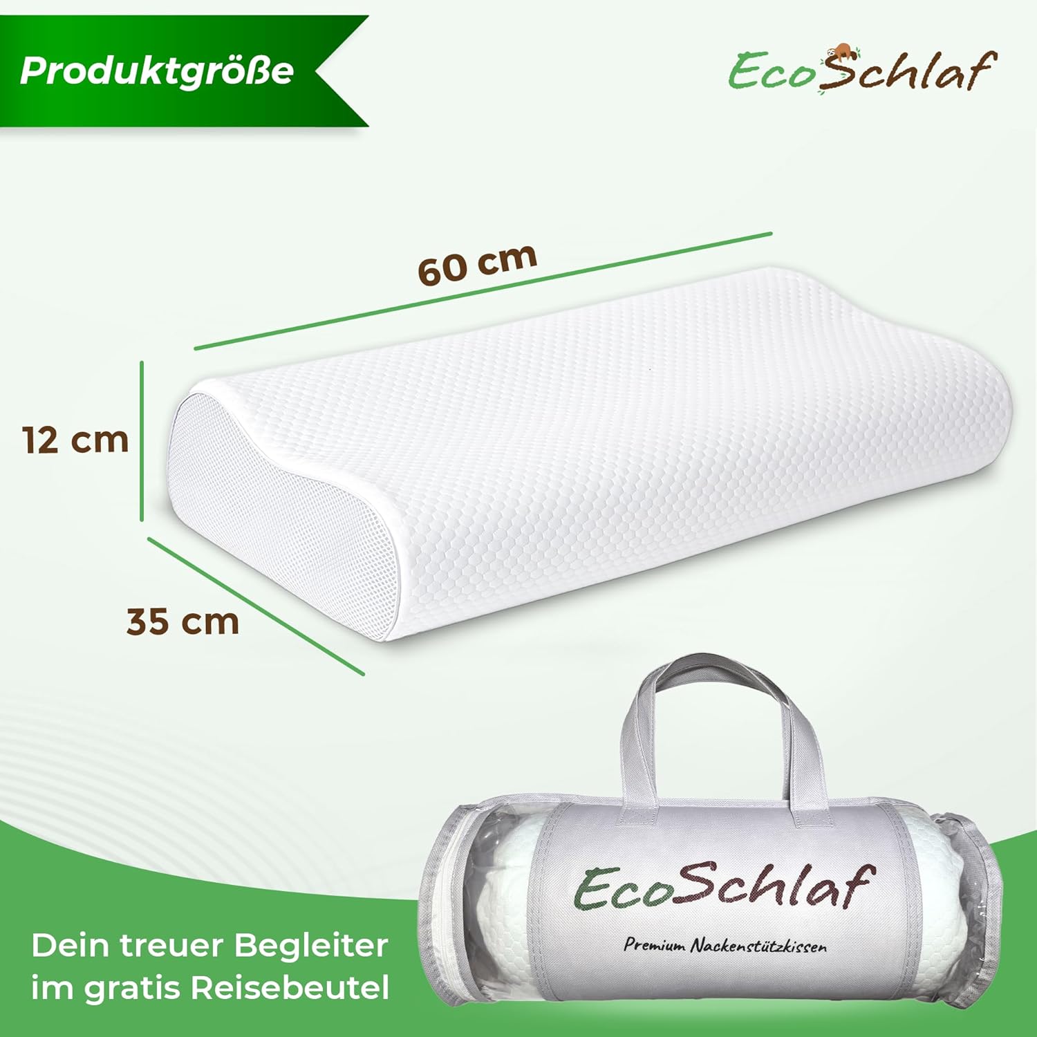 Thumbnail 5 de EcoSchlaf® Orthopädisches Premium-Nackenkissen aus Soft Memory Foam (weiß) – für Seitenschläfer