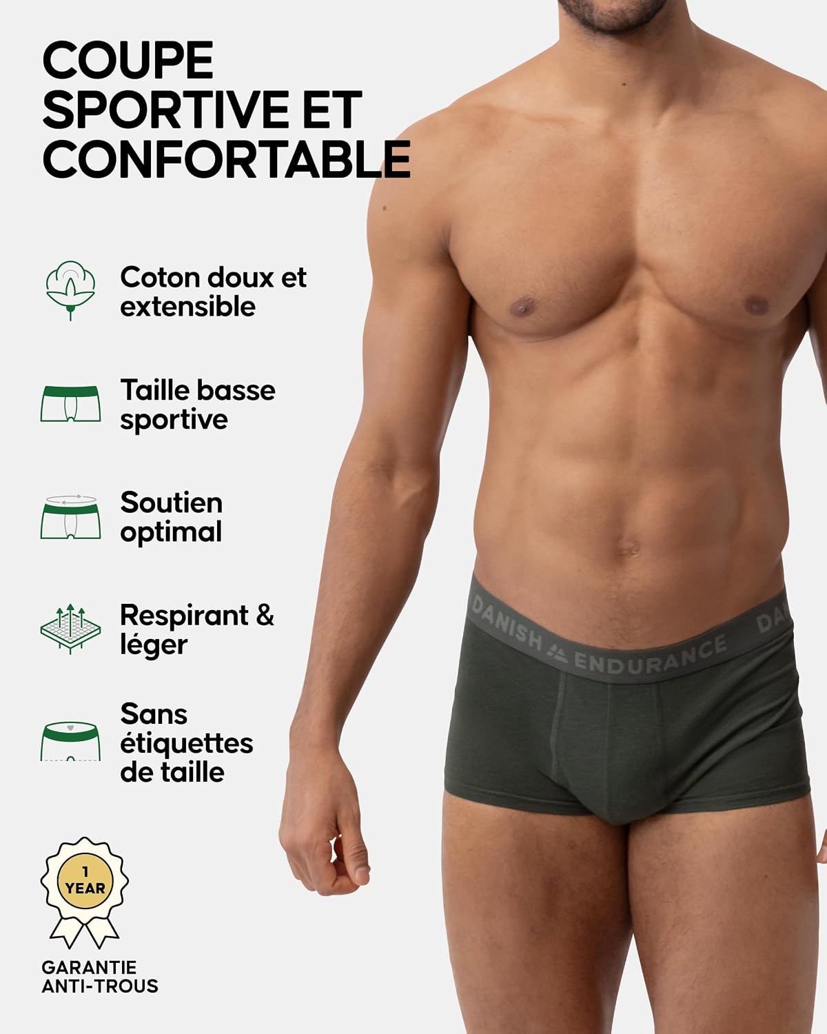 Detalle 2 de DANISH ENDURANCE korte boxershorts met lage taille, 6 stuks, sneldrogend