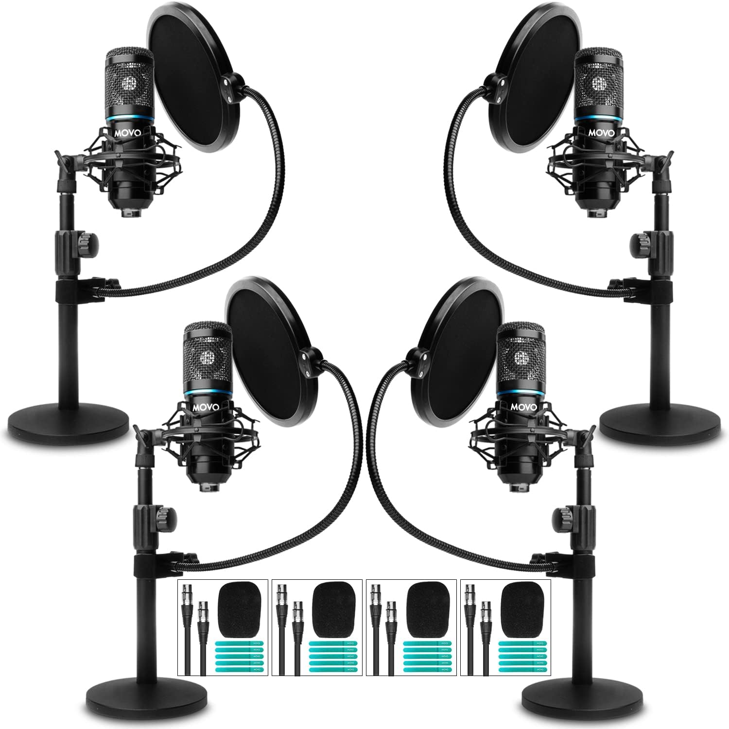 Detalle de Movo Podcast Microphone Bundle, 4-Pack