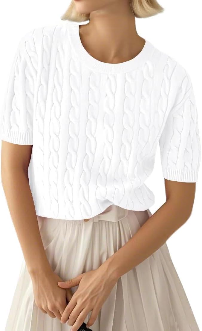 Thumbnail 2 de LACOZY Women Summer Short Sleeve Top – Lightweight Crewneck Ribbed Knit Sweater Shirt