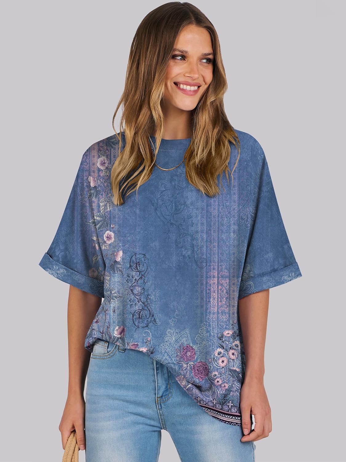 Thumbnail 1 de Cuptacc Oversize T-Shirt Damen mit Rundhalsausschnitt – Kurzarm Tunika für Sommer & Alltag