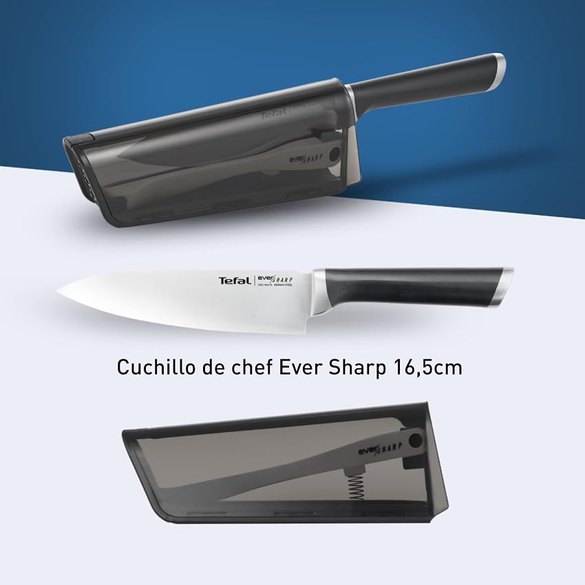 Detalle de Tefal Ever Sharp - Cuchillo chef 16.5 cm 🔪, afilador integrado