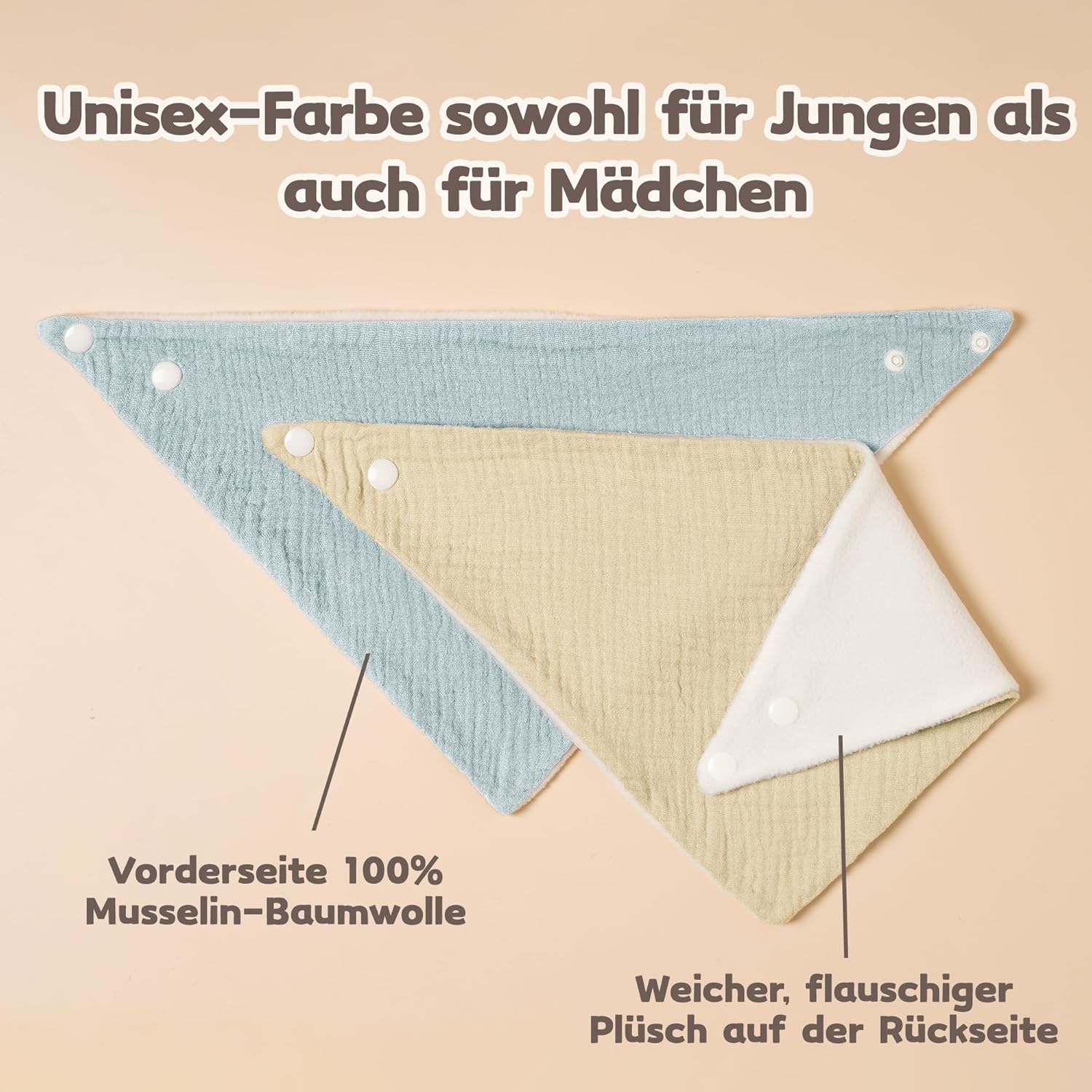 Thumbnail 6 de Susurration Bavoirs Bébé Bandana 10 Pièces – Muslin Doux et Absorbant, Réglables