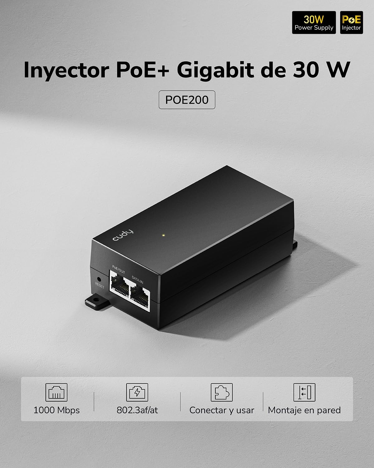 Thumbnail 1 de CUDY POE200 Inyector PoE 30 W