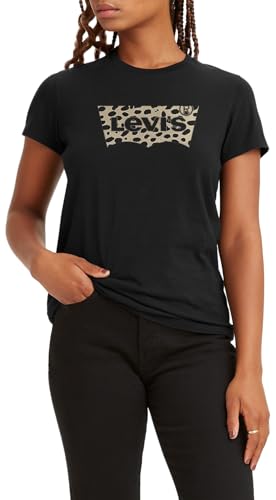 Detalle de Levi's The Perfect Tee Damen-T-Shirt, Batwing Leopard Caviar, Größe M