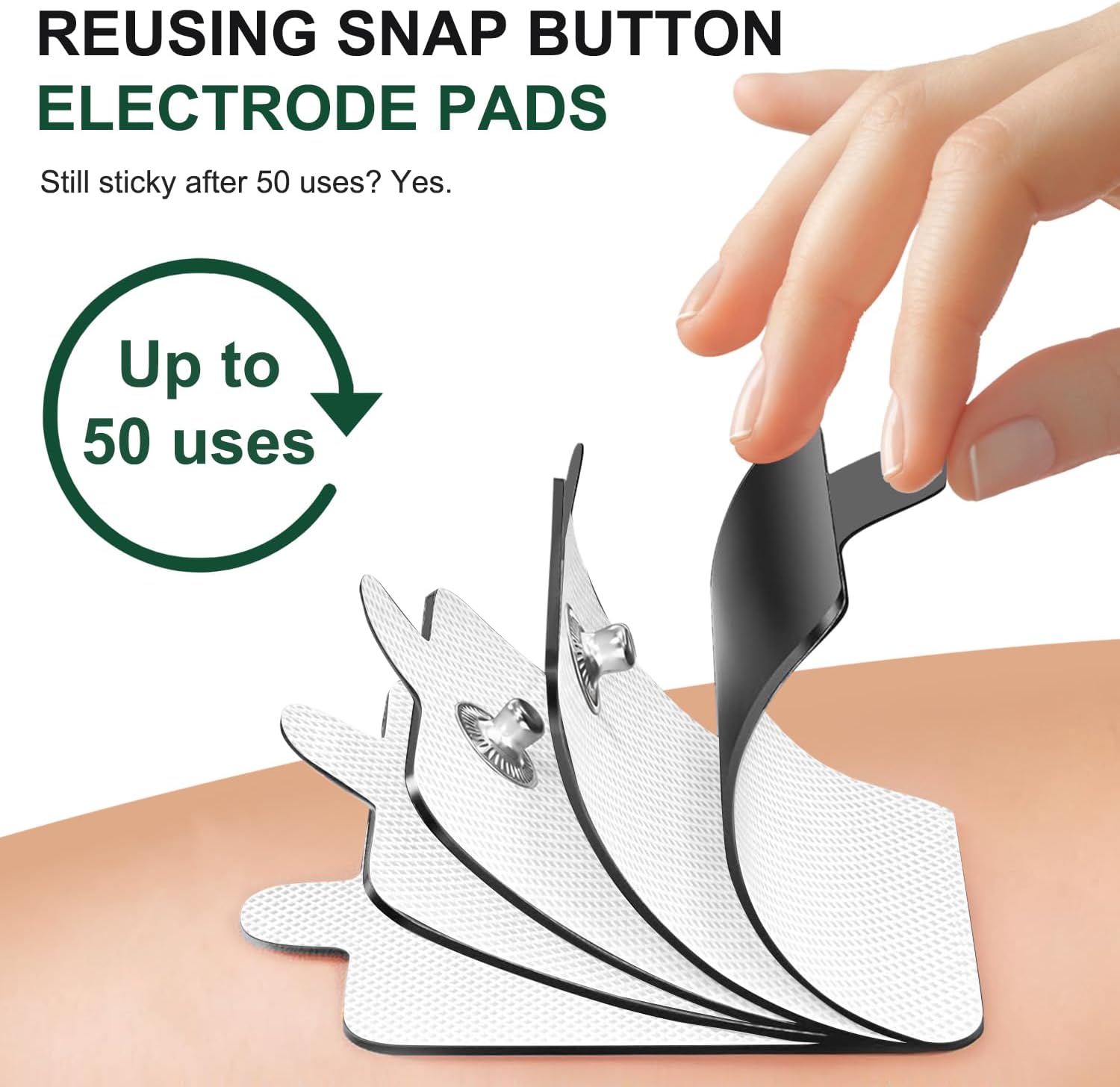 Detalle 2 de Belifu 1 Reusable TENS Electrode Pads, Latex-Free, 3.5 mm Snap Connection