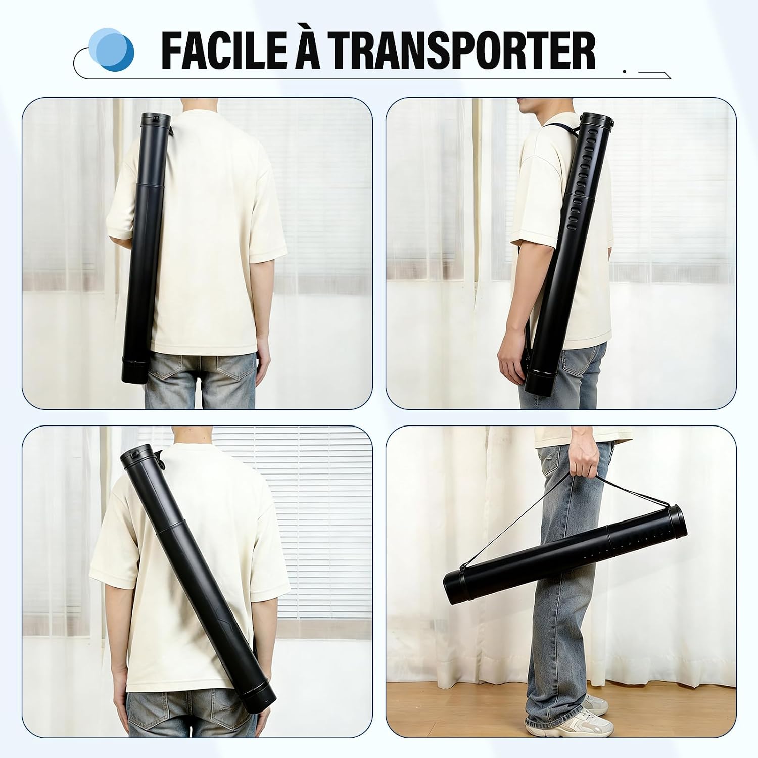 Detalle 2 de DEWEL R0711-CEA-FT-FR telescopische posterrol, 62–107 cm, zwart