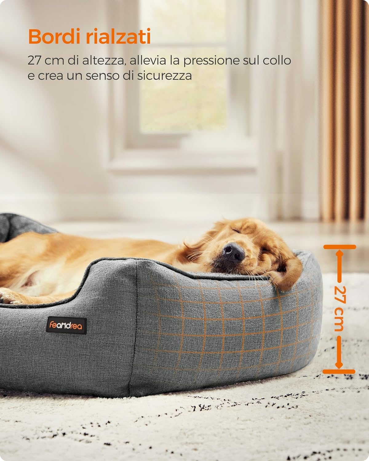Thumbnail 2 de Feandrea Cuccia per Cani XL in Simil Lino – Comfortevole, Sicura e Igienica (100 x 75 x 25 cm, Grigio Tortora)