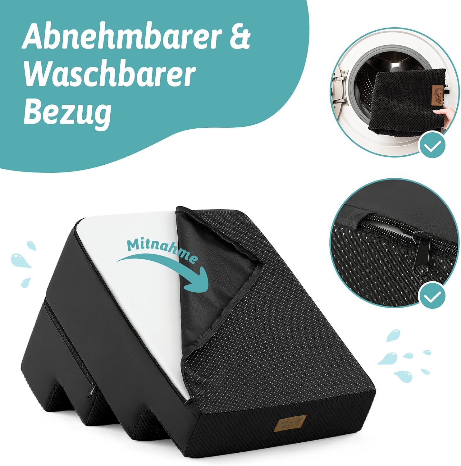 Detalle de Hundetreppe 4 Stufen 45 cm Hoch – 2-in-1 Rampe für Hunde & Katzen, faltbar, 40x60x45 cm, Schwarz